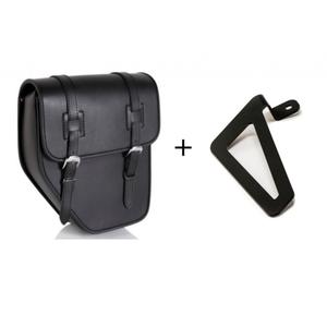 Leather saddlebag CUSTOMACCES IBIZA APS015N black right, with side metal base + universal support