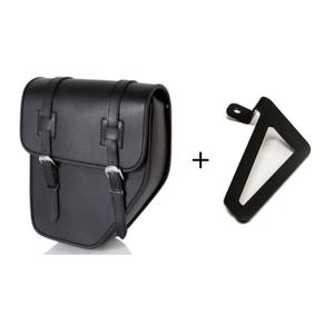 Leather saddlebag CUSTOMACCES IBIZA APS016N black left, with metal base left side and left fitting kit