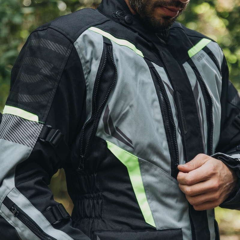 Kurtka motocyklowa Ozone Tour III czarno-szara-fluo żółta
