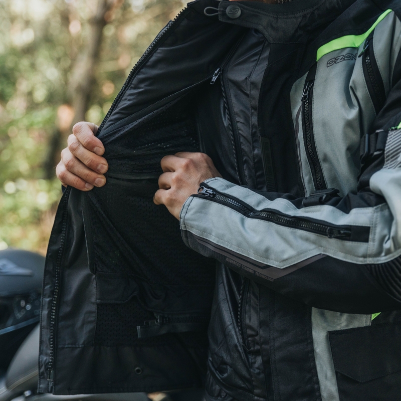 Kurtka motocyklowa Ozone Tour III czarno-szara-fluo żółta