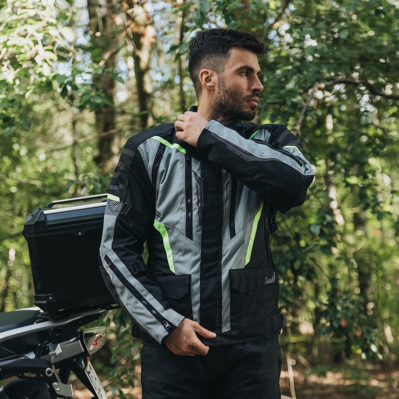 Kurtka motocyklowa Ozone Tour III czarno-szara-fluo żółta