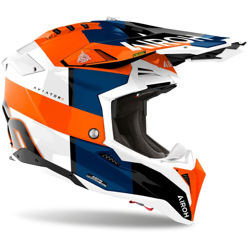 Kask motocrossowy Airoh Aviator 3 Monarch błyszczący pomarańczowy