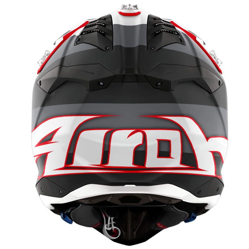 Kask motocrossowy Airoh Aviator 3 Monarch szaro-czerwony matowy