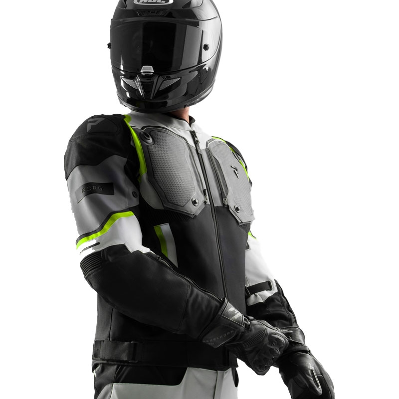 Kurtka motocyklowa Rebelhorn Borg II czarno-szaro-fluo-żółta