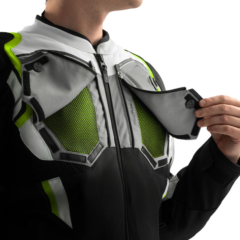 Kurtka motocyklowa Rebelhorn Borg II czarno-szaro-fluo-żółta