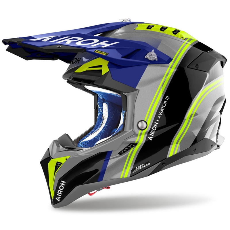 Kask motocrossowy Airoh Aviator 3 Hima niebieski błyszczący