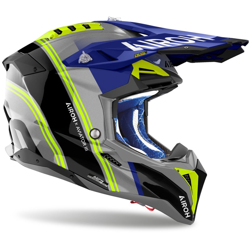 Kask motocrossowy Airoh Aviator 3 Hima niebieski błyszczący