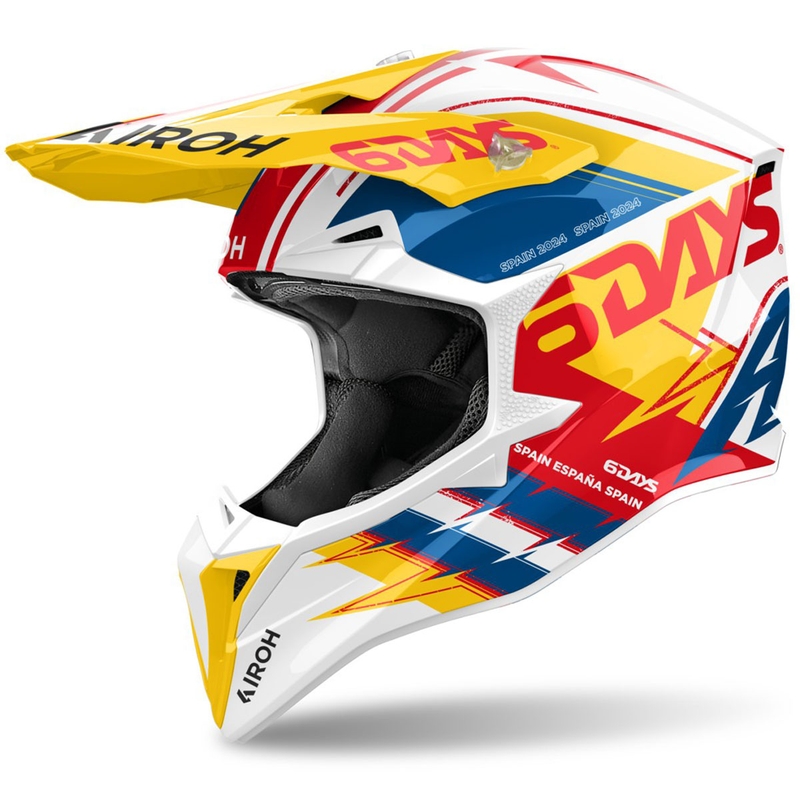 Kask motocrossowy Airoh Wraaap Six Days Spain błyszczący wielokolorowy