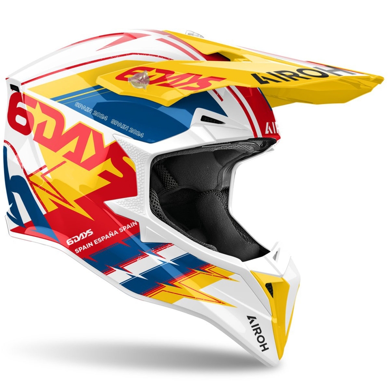 Kask motocrossowy Airoh Wraaap Six Days Spain błyszczący wielokolorowy