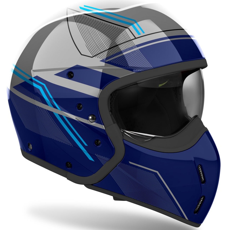 Kask motocyklowy modułowy Airoh J110 Slim błyszczący niebieski