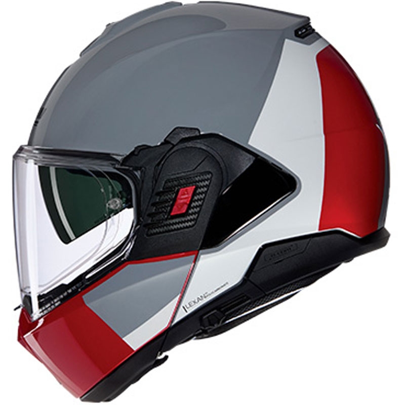 Kask motocyklowy typu flip-up Nolan N120-1 Grafo N-COM 349 szaro-biało-czerwony