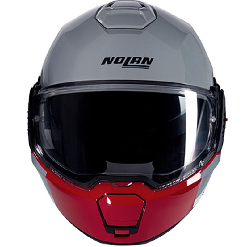 Kask motocyklowy typu flip-up Nolan N120-1 Grafo N-COM 349 szaro-biało-czerwony