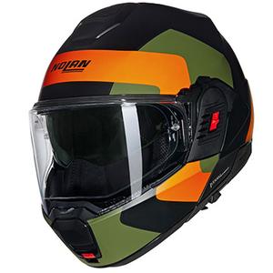 Kask motocyklowy typu flip-up Nolan N120-1 Omocromo N-COM 345 czarno-pomarańczowo-zielony