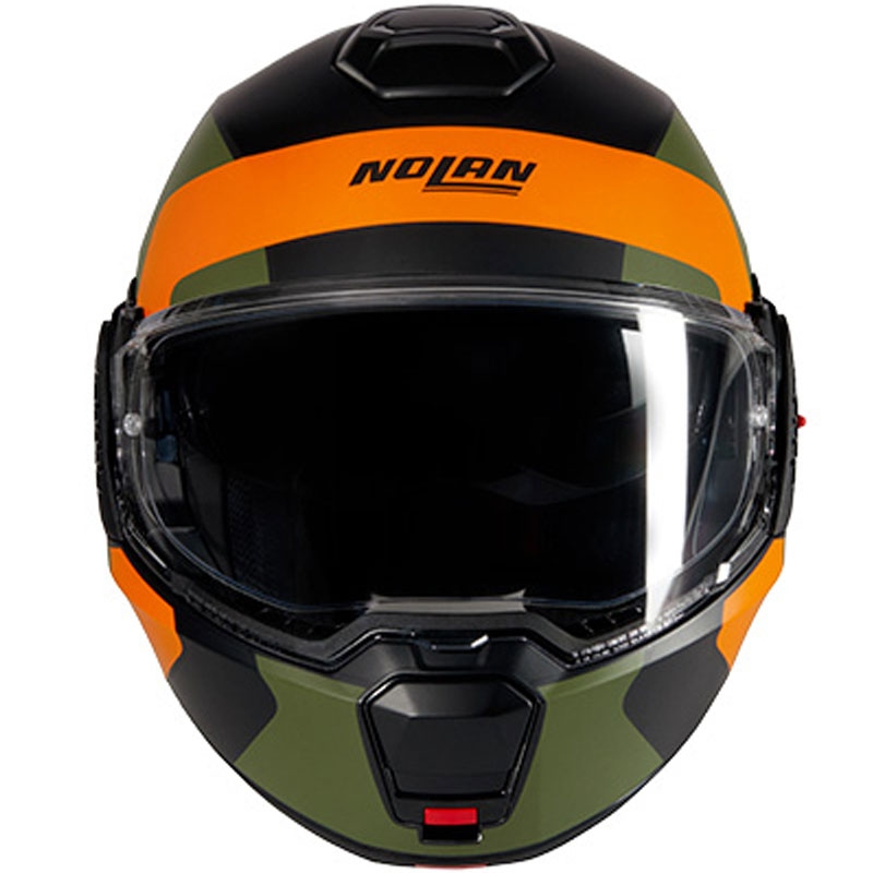 Kask motocyklowy typu flip-up Nolan N120-1 Omocromo N-COM 345 czarno-pomarańczowo-zielony