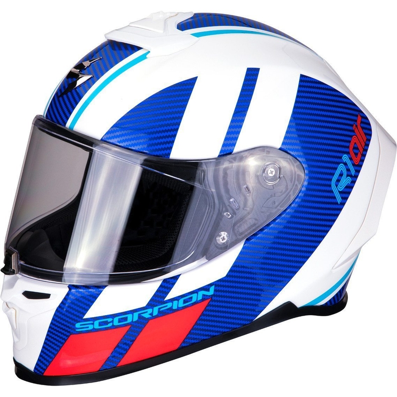 Integralny kask motocyklowy Scorpion EXO-R1 Air Corpus biało-niebiesko-czerwony
