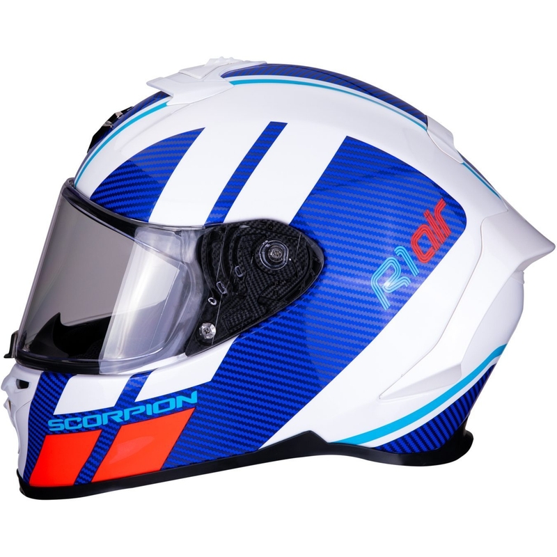 Integralny kask motocyklowy Scorpion EXO-R1 Air Corpus biało-niebiesko-czerwony