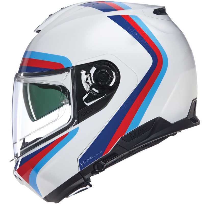 Kask motocyklowy typu flip-up Nolan N100-6 Assoluto N-COM 347 biało-czerwono-niebieski