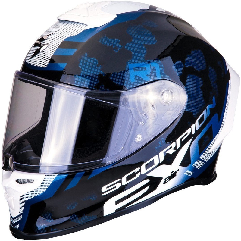Integralny kask motocyklowy Scorpion EXO-R1 Air Ogi czarno-biało-niebieski