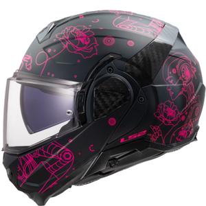 Kask motocyklowy typu flip-up LS2 FF910 Advant II Sophia czarno-różowy