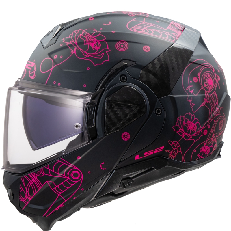 Kask motocyklowy typu flip-up LS2 FF910 Advant II Sophia czarno-różowy