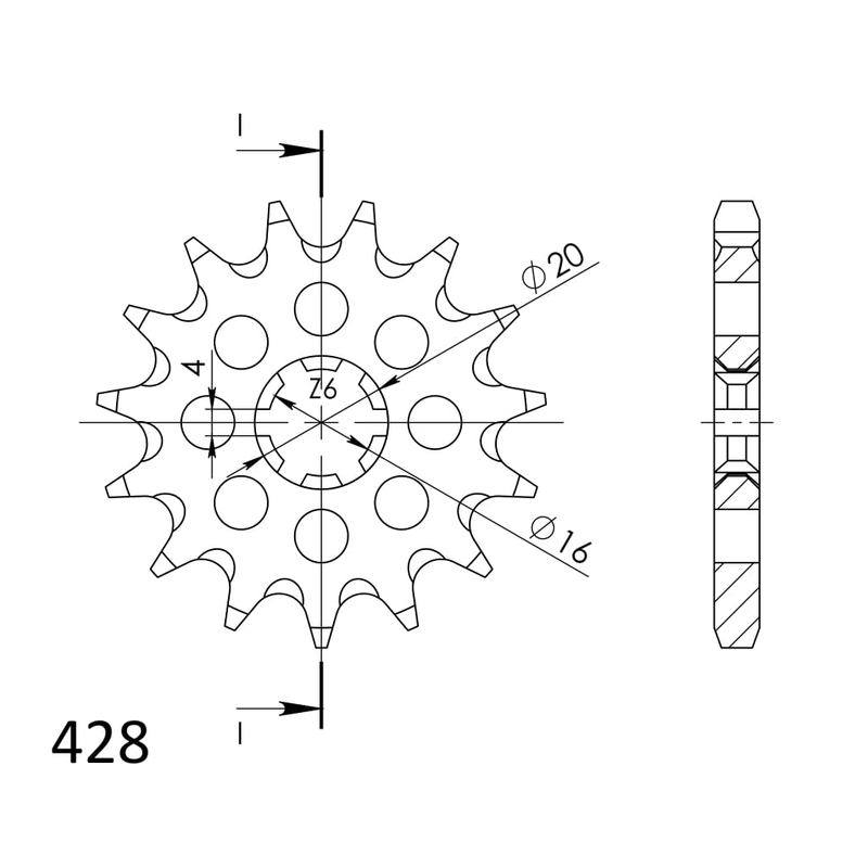 Front sprocket SUPERSPROX 15T, 428