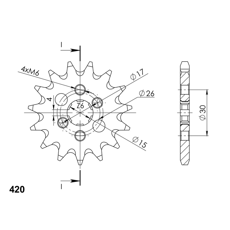 Front sprocket SUPERSPROX 14T, 420