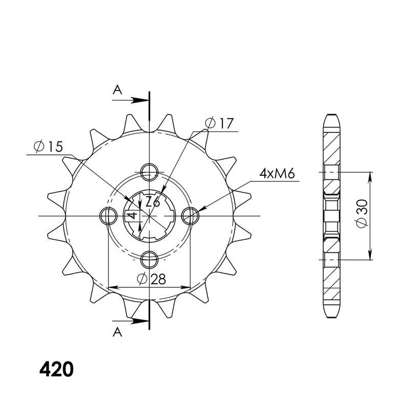 Front sprocket SUPERSPROX 16T, 420