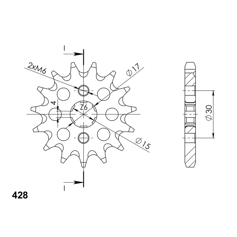 Front sprocket SUPERSPROX 15T, 428