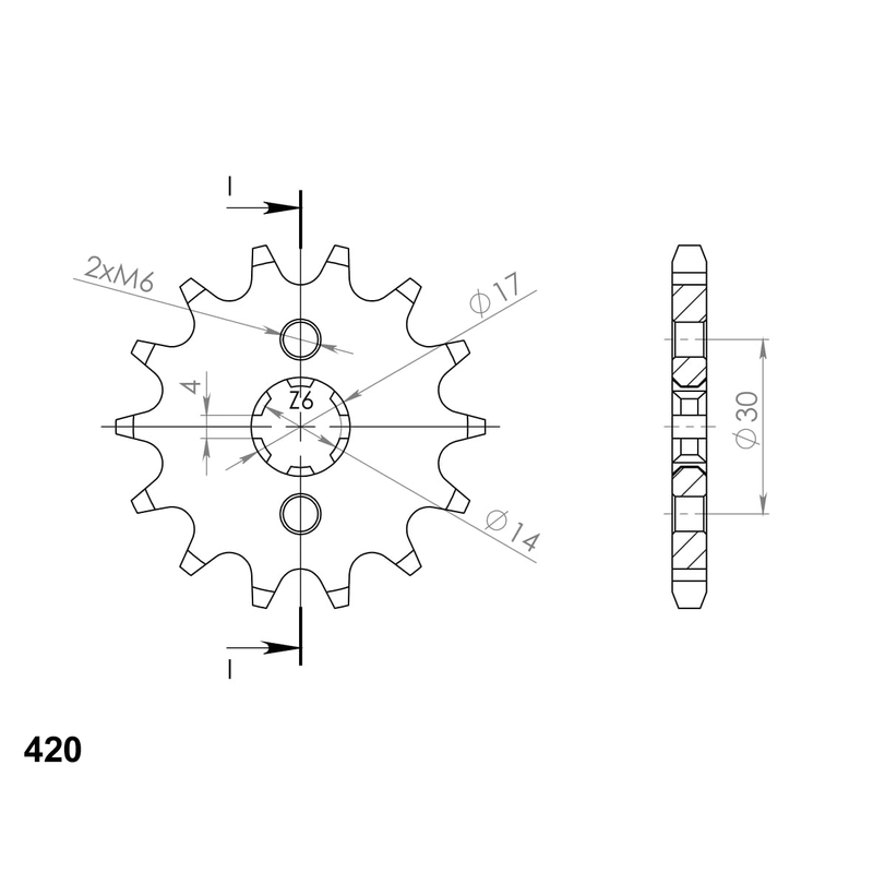 Front sprocket SUPERSPROX 14T, 420