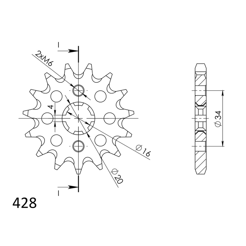 Front sprocket SUPERSPROX 15T, 428