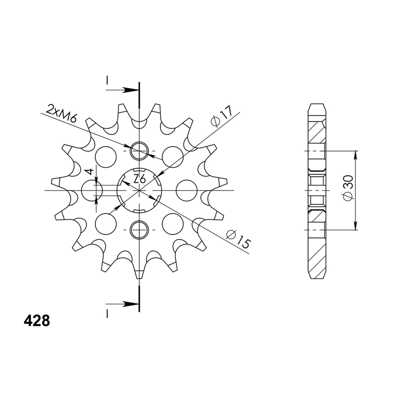 Front sprocket SUPERSPROX 13T, 428