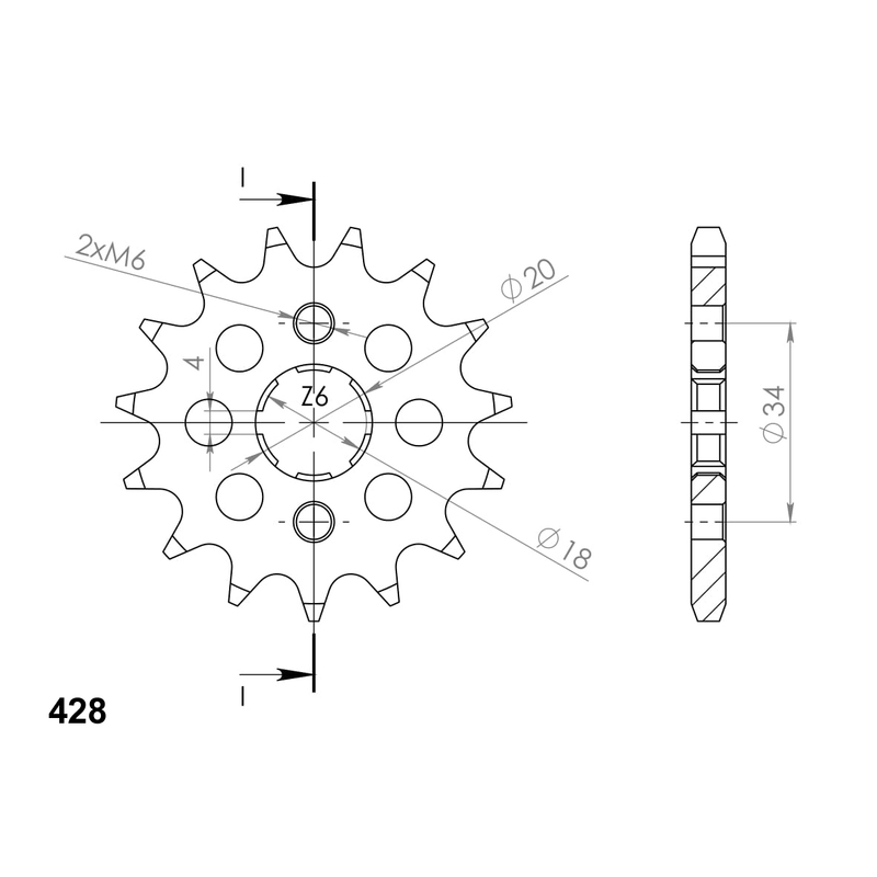 Front sprocket SUPERSPROX 17T, 428