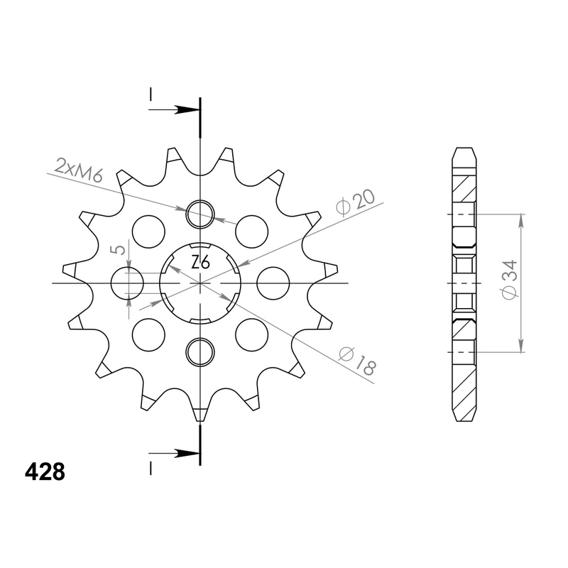 Front sprocket SUPERSPROX 16T, 428
