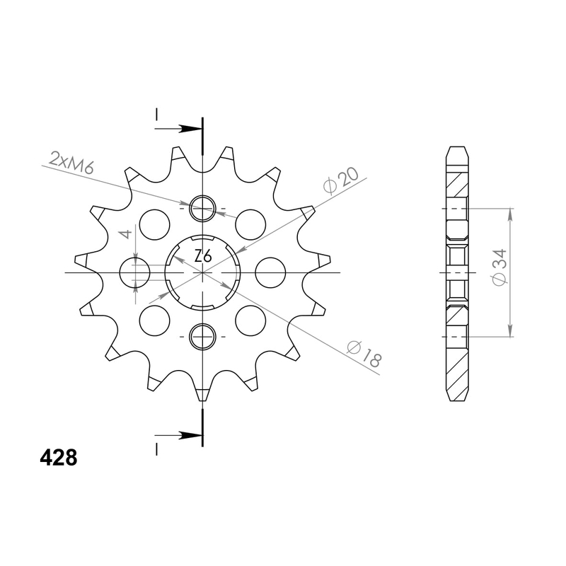 Front sprocket SUPERSPROX 13T, 428