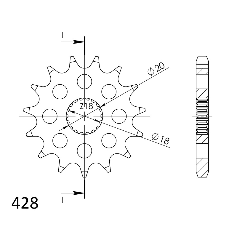 Front sprocket SUPERSPROX 14T, 428