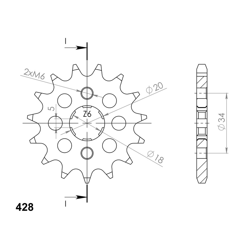 Front sprocket SUPERSPROX 17T, 428