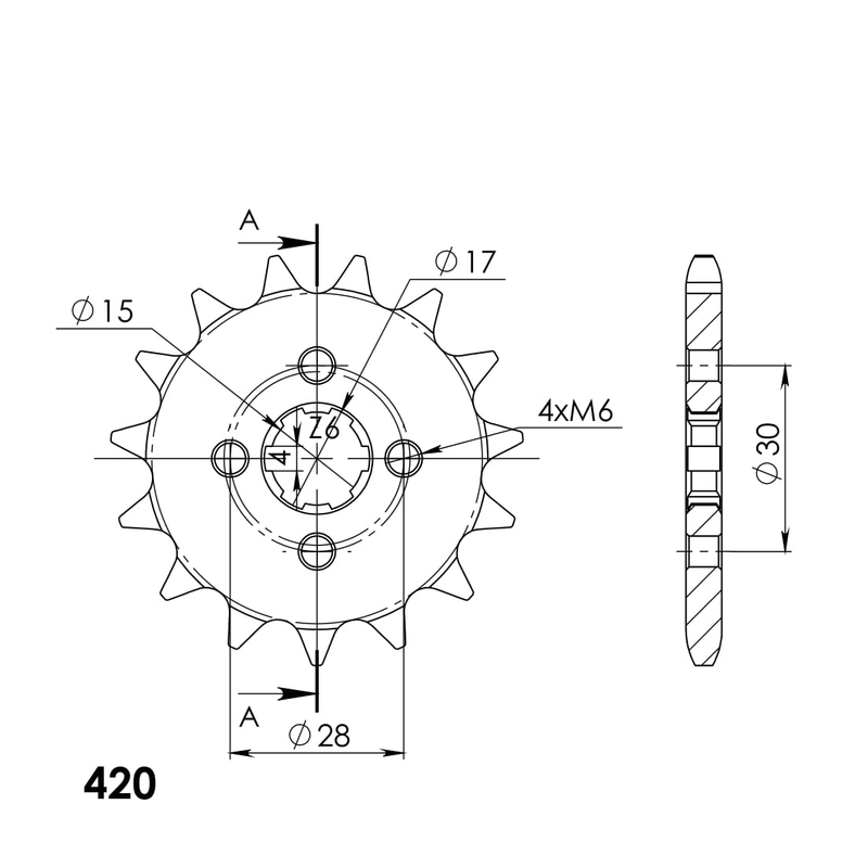 Front sprocket SUPERSPROX 15T, 420 wyprzedaż