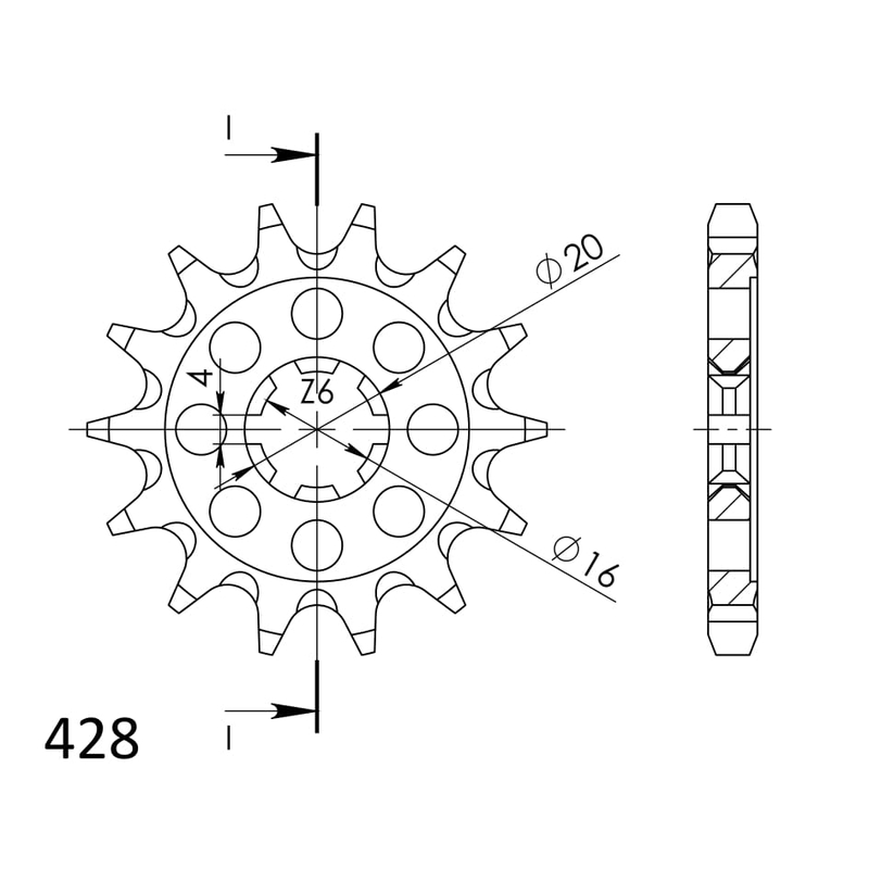 Front sprocket SUPERSPROX 14T, 428