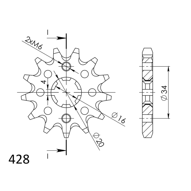 Front sprocket SUPERSPROX 14T, 428