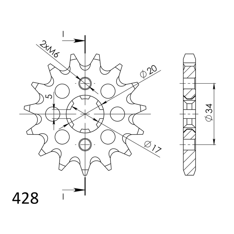 Front sprocket SUPERSPROX 17T, 428