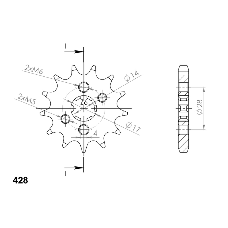 Front sprocket SUPERSPROX 13T, 428