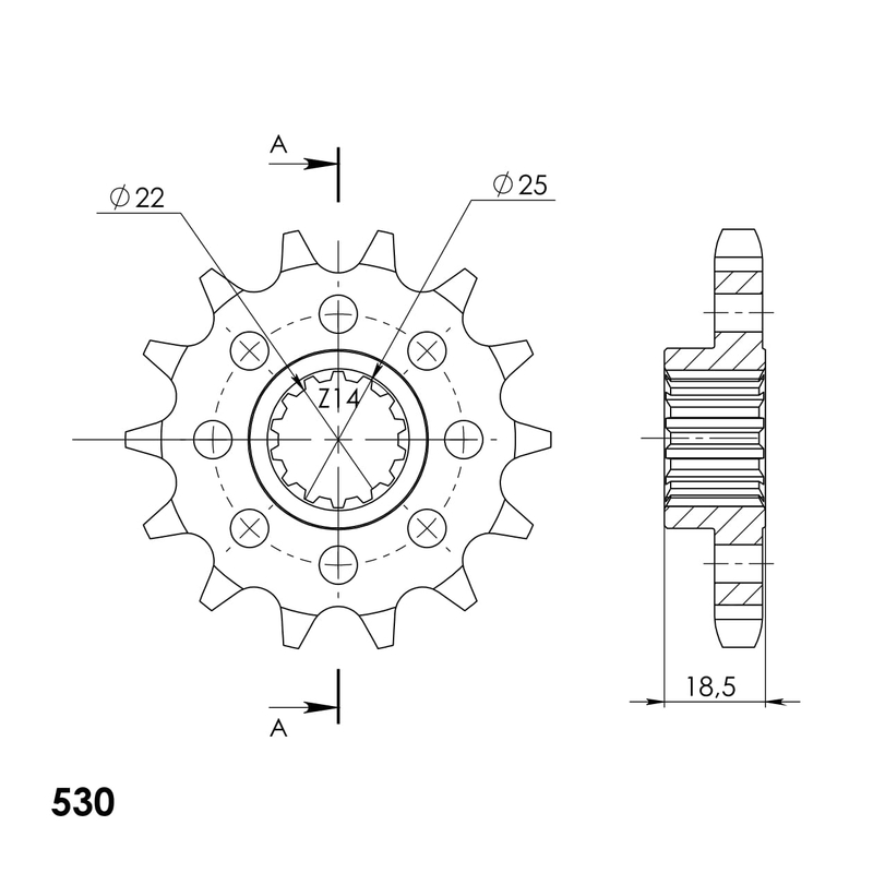 Front sprocket SUPERSPROX 15T, 530