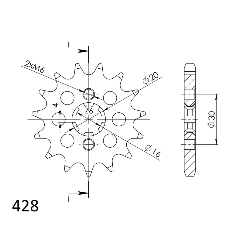 Front sprocket SUPERSPROX 13T, 428