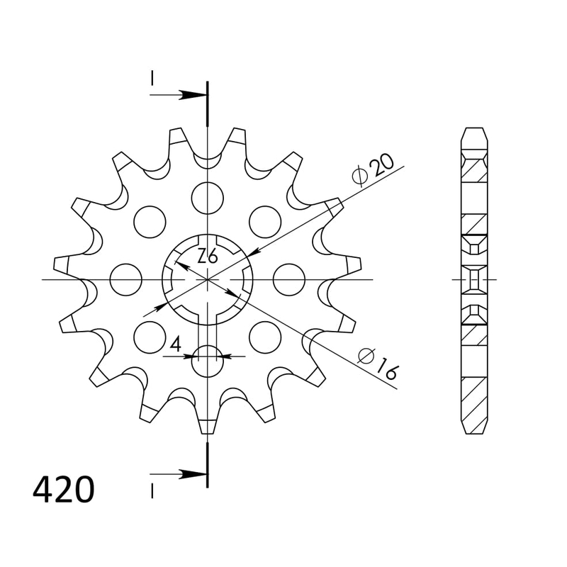 Front sprocket SUPERSPROX 14T, 420