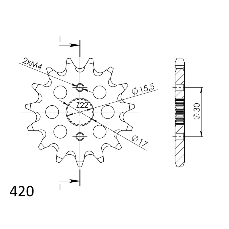 Front sprocket SUPERSPROX 14T, 420