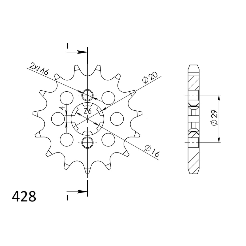 Front sprocket SUPERSPROX 17T, 428