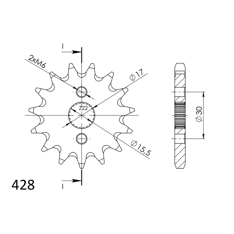 Front sprocket SUPERSPROX 15T, 428