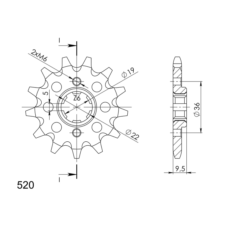 Front sprocket SUPERSPROX 14T, 520