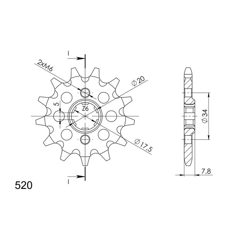 Front sprocket SUPERSPROX 13T, 520