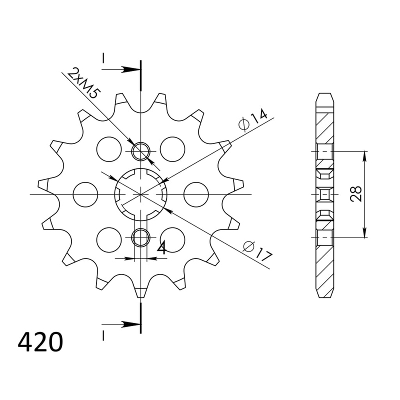 Front sprocket SUPERSPROX 14T, 420